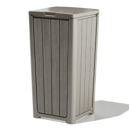 Fancyango Resin Outdoor Trash Can with Lid, 33 Gallon, Gray - color: Grey, size: 33 Gallon