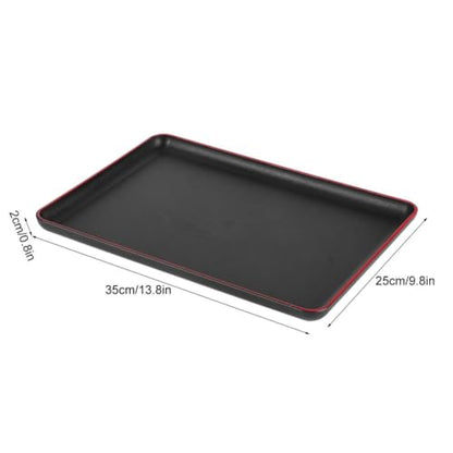 Limen Wood Grain Rectangular Acrylic Serving Tray, Non-Slip Base Rounded Edges Food Carry Platter for Home, Hotel, Restaurant(35 * 25cm/13.8 x 9.8in) - size: 13.8" x 9.8" x 0.8"