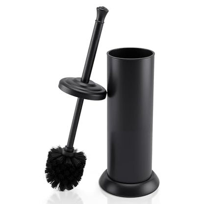 Stainless Steel Toilet Bowl Brush and Holder Set for Bathroom Long Handle - color: Black