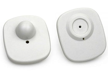 Checkpoint 8.2MHz Compatible 1,000pcs Extra Small White Square Hard Tag with Pins
