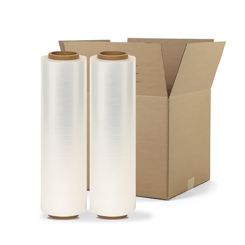 The Boxery 18" x 1500' Stretch Wrap – 50 Gauge Clear Blown Film – 2 Rolls (3000ft Total) – Strong & Lightweight Pallet Wrap for Shipping, Moving & Storage