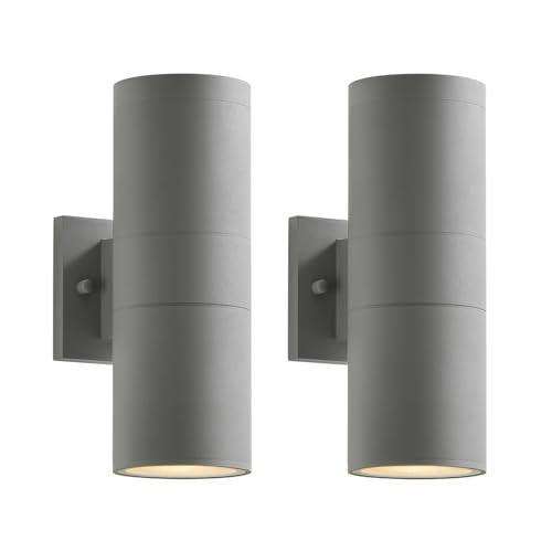 mirrea 12" Modern Outdoor Porch Light in 2 Lights, 2 Pack, Metallic Gray - color: Matte Gray, size: 12-inch