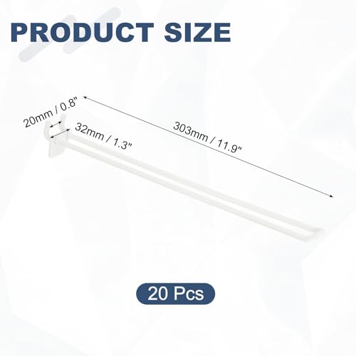 uxcell 20 Pcs Pegboard Hooks 11.5" Durable Plastic Pegboard Display Hooks - size: 11.5"