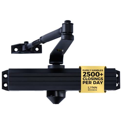 LYNN HARDWARE Medium/Heavy Duty Commercial Door Closer with Speed Controls - color: Matte Black