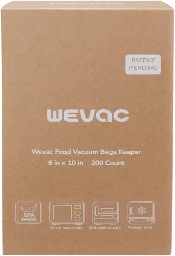 Wevac Vacuum Sealer Bags 6"x10", 200 Pint Bags, Fits Food Saver Sealers - size: 6" x 10" 200 count