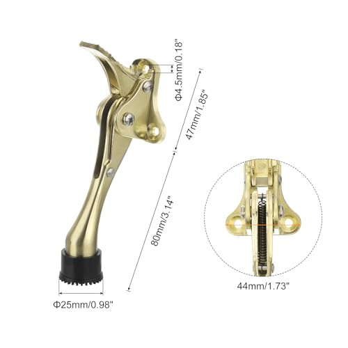 uxcell Kickdown Door Stop, One Touch Kickdown Door Stopper Holder with Non-Slip Rubber Tip and Screws, 4-Inch Metal Door Kickstand for Bottom of Door, Gold - color: Gold, size: 4 Inch