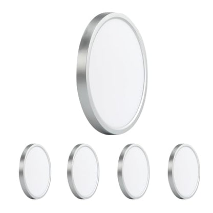 9 Inch LED Ceiling Light, Dimmable 5CCT 0.67 Inch Slim Round Flush Mount Lighting, 18W 2000LM Low Profile Ceiling Light for Laundry, Utility Room, 9 Inch 4Pack Silver - color: Silver-4 Pack, size: 9 Inch