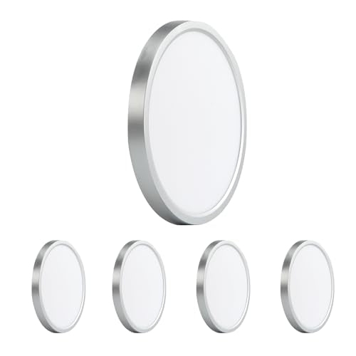 9 Inch LED Ceiling Light, Dimmable 5CCT 0.67 Inch Slim Round Flush Mount Lighting, 18W 2000LM Low Profile Ceiling Light for Laundry, Utility Room, 9 Inch 4Pack Silver - color: Silver-4 Pack, size: 9 Inch