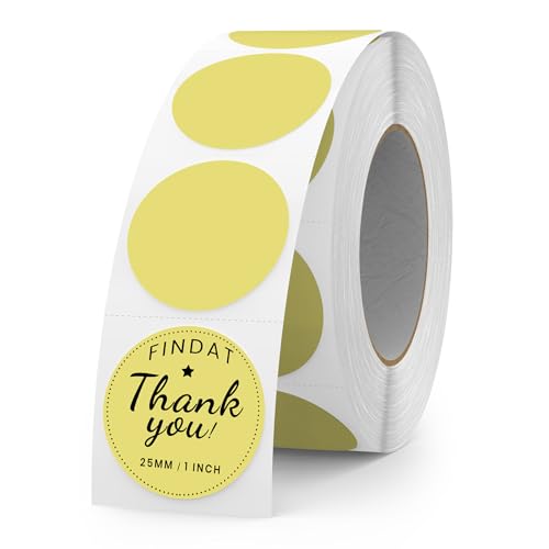 Yellow Round Thermal Labels 1 Inch Vinyl Printer Sticker 500 PCS - color: Yellow