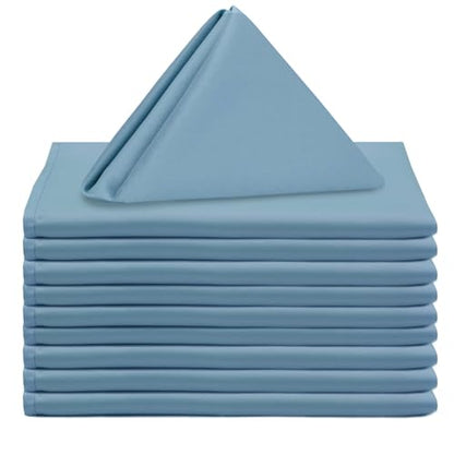 YOUR CHAIR COVERS - 10 Pack 20 Inch L'Amour Satin Napkins, Oversized, Double Folded and Hemmed Table Napkins for Restaurant, Bistro, Wedding, Thanksgiving and Christmas (Dusty Blue) - color: Dusty Blue
