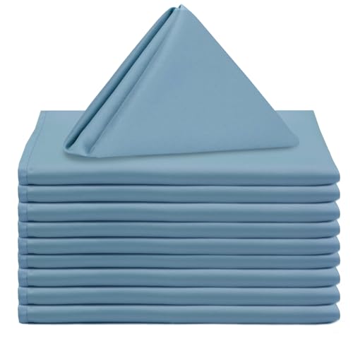 YOUR CHAIR COVERS - 10 Pack 20 Inch L'Amour Satin Napkins, Oversized, Double Folded and Hemmed Table Napkins for Restaurant, Bistro, Wedding, Thanksgiving and Christmas (Dusty Blue) - color: Dusty Blue