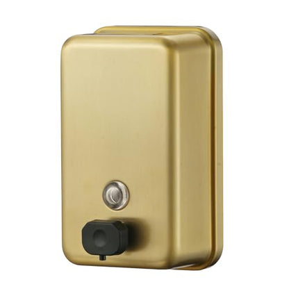 Stardrix Brushed Gold Stainless Steel Vertical 1100ml/37oz Capacity Commercial-Grade Soap Dispenser, Wall-Mounted Bathroom Hand Soap Dispenser with Corrosion-Proof Lining and Anti-Leak Pump - color: Vertical Gold