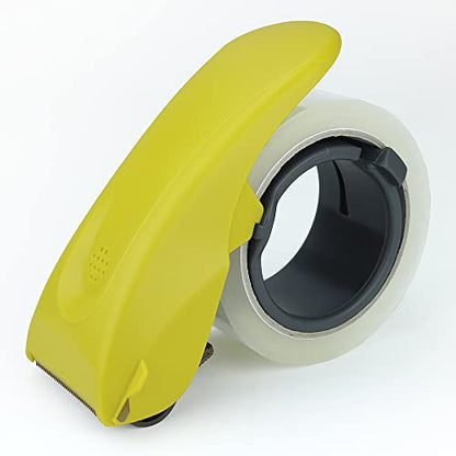 ABEL Duet 2-IN-1 Packing Tape Dispenser & Splitter, Yellow, 2 Inch Wide Ergonomic Tape Gun, Built-in Safety Tape Splitter, Shipping Moving Mailing Box Sealing Carton Packaging, Lightweight Tape Cutter - color: Yellow
