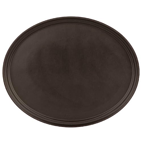 TrueCraftware- 22" x 27" Oval Serving Tray Fiberglass Brown Set of 2- Oval Tray Non Slip Surface Plastic Food Meals Server Tray with Raised Edges for Home Kitchen Restaurant Cafeteria Bar Hotel - color: Brown, size: 22" x 27" Oval