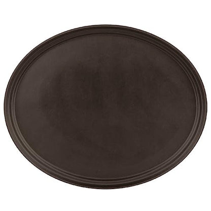 TrueCraftware- 22" x 27" Oval Serving Tray Fiberglass Brown Set of 2- Oval Tray Non Slip Surface Plastic Food Meals Server Tray with Raised Edges for Home Kitchen Restaurant Cafeteria Bar Hotel - color: Brown, size: 22" x 27" Oval