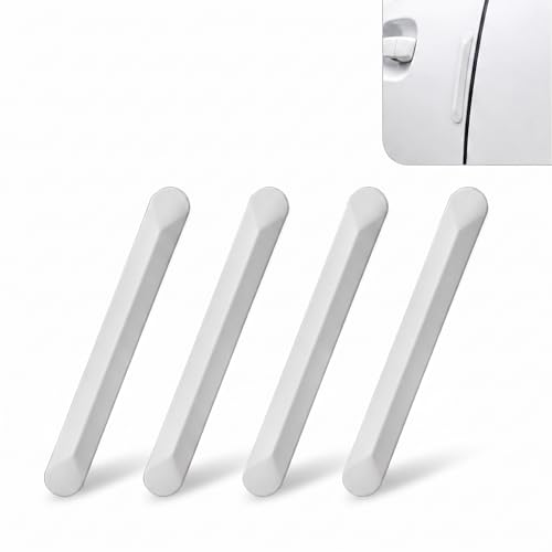 4 PCS Silicone Car Door Edge Guards, Self Adhesive Car Door Protector, Anti-Collision Crash Scratch Strips Protector, Auto Accessories Decorative Strip for Sedans Trucks SUVs (White) - color: White