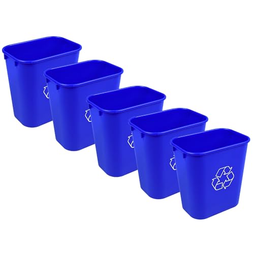 Rectangular 3.5 Gallon Commercial Trash Cans for Office – Small Recycling Bin & Garbage Container, Easy to Clean Wastebasket for Desk, Under Sink, Kitchen, Bathroom or Laundry Room Basket (5 Packs) - size: 3.5 Gallon