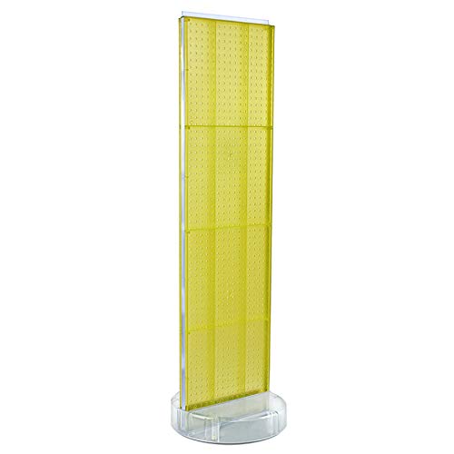 Azar Displays 700780 TWO-SIDED PEGBOARD FLOOR DISPLAY W/C-CHANNEL SIDES ON REVOLVING ROUND STUDIO BASE. PANEL SIZE: 16"W X 60"H, (Yellow Sunbeam) - color: Yellow