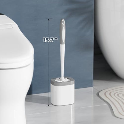 Holaloha Toilet Brush and Holder Set, Space Saving, 2 Pack, White - color: White