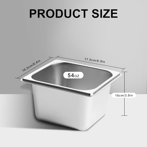 GOLDEN KEY 6 Pack Stainless Steel Hotel Pans, Anti-Jam Chafing Steam Table Pan，1/6 Size 4 Inch Deep, Stainless Steel Food Storage Containers for Home, Party, Restaurant, Hotel, Buffet - color: 1/6, size: 4" Deep