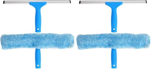 MR.SIGA Professional Window Squeegee & Microfiber Window Scrubber, 14 inch (Pack of 2) - size: 14-inch (Pack of 2)