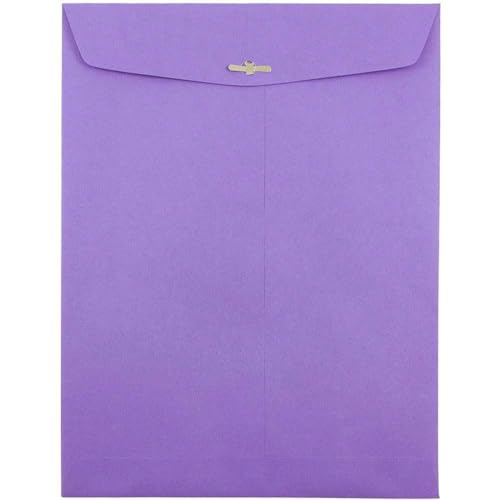 JAM PAPER 9 x 12 Colored Envelopes with Clasp Closure - Violet Purple Recycled - 10/Pack - color: Violet Purple, size: Pack of 10