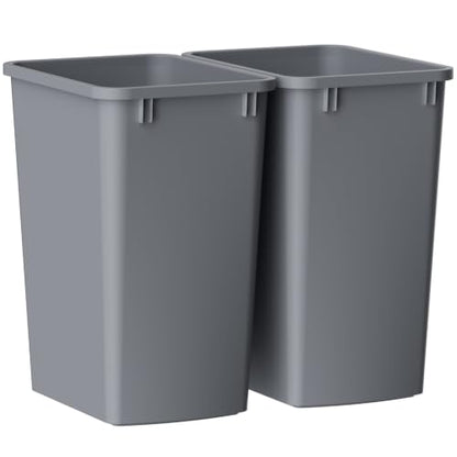 ROOMTEC Lightweight and Durable Slim Trash Can,35QT Kitchen Trash Can,2 PCS - color: Grey, style: 2PACK