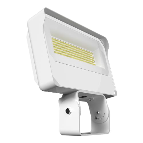 RAB Lighting X34LTW Adjustable General Purpose Flood Light, 3000K/4000K/5000K Selectable, 70/80/90W Adjustable, 0-10V Dim to 10%, Dusk to Dawn Photocell, 120/277V, Trunnion Mount, DLC Premium, White