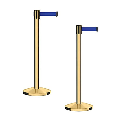 CCW Series RBB-100 Retractable Belt Barrier Stanchions, 2 Pack, 7.5 Ft - color: Dark Blue, size: 7.5 Foot