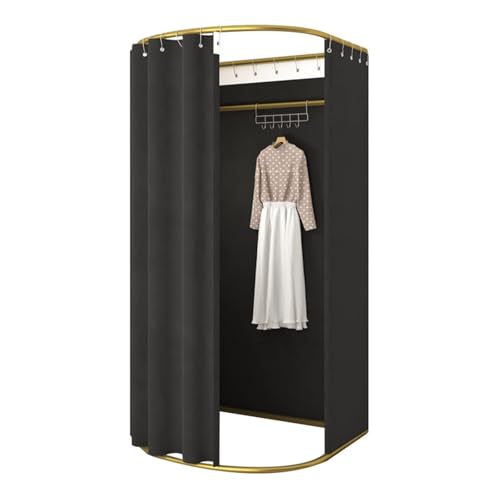 Clothing Store Fitting Room with Shading Curtain, Portable Temporary Mobile Privacy Protection Dressing Room, Foldable Mall Simple Changing Room and Temporary Mobile Room, 200x100x95cm (Black) - color: Black