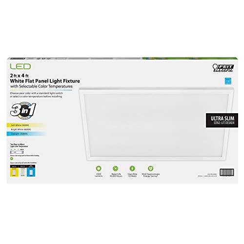Feit Electric Fp2x4/4wy/Wh 52 Watt 47.25" X 23.75" 3 In 1 White Flat Panel Led Non-Dimmable Light Fixture