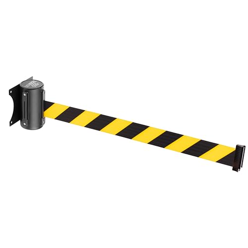 US Weight Wall Mount with 8' Chevron Retractable Belt - color: Yellow/Black Chevron Pattern, size: 1 Count (Pack of 1)