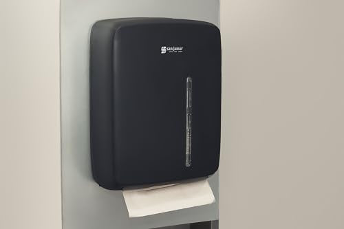 San Jamar Timeless Commercial Folded/Multifold Paper Towel Dispenser for Bathroom and Kitchen, Black, Universal Paper, Wall Mounted