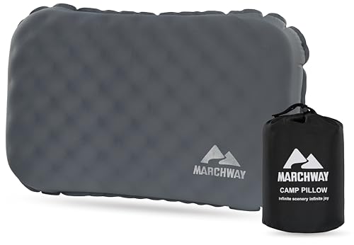 MARCHWAY Lightweight Compact Inflatable Camping Pillow with Soft Foam Top - color: Grey