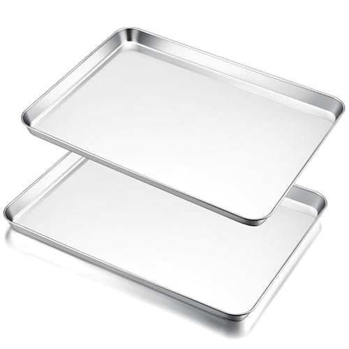 E-far Large Baking Sheet Set of 2, 20"x14" Stainless Steel Cookie Sheet - size: 19.7"x 13.8"