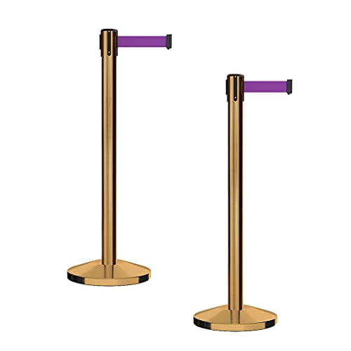 CCW RBB-100 Retractable Belt Barrier Stanchions, Set of 2, 7.5 Ft, Purple - color: Purple, size: 7.5 Foot