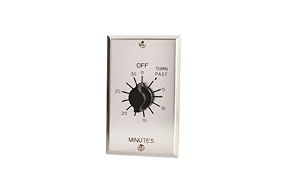 NSI TORK C530M Spring-Wound In-Wall Twist Timer with Commercial Style Metal Plate and 30-Minute Length for Automatic Shutoff of Motors or Lights, #12AWG