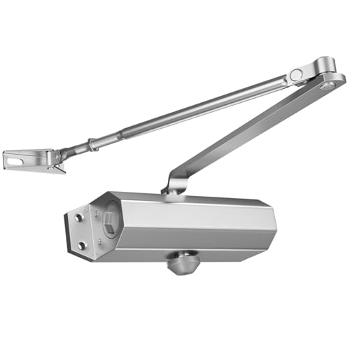 Ougourim Door Closers Commercial Heavy Duty Automatic Door Closer Residential Grade 3 Spring Hydraulic Door Closer, 6.88" x 1.5" Small, Silver - color: Silver, size: 6.9" x 1.5" x 2.4"
