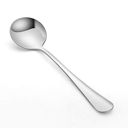 6 Piece Soup Spoon Round Stainless Steel Bouillon Spoons Round Spoons 6.7 inch