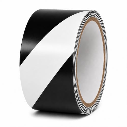GGR Supplies Black & White Hazard Stripe Tape, 2 inches x 18 Yards - color: Black & White, size: 2 in. x 18 yds. (48mm)