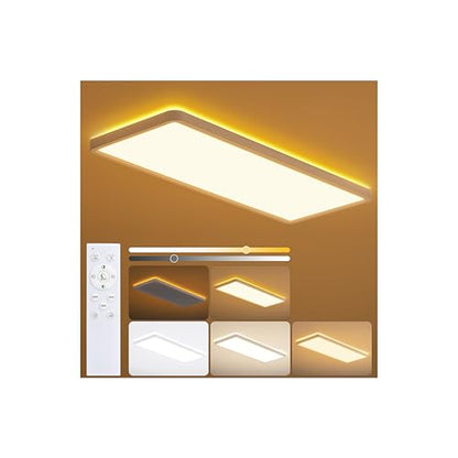 23 Inch Square LED Flush Mount Ceiling Light Dimmable with Remote Backlight - color: Dimmable White
