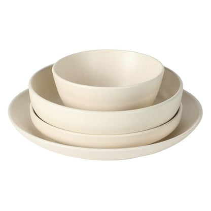 Gibson Elite Leeds Court Plates and Bowls Sets, 16-Piece Stoneware Dinnerware Sets, Cream White, Round Speckle Reactive Glaze Dish Set - color: Cream White (Leeds Court)
