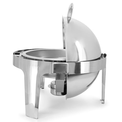 MegaChef 6.3 Quart Round Dome Roll Top Stainless Steel Professional Kitchen Chafing Dish/Food Warmer/Buffet Server Serving Pot/Bowl/Trays for Entertaining, Catering, Large Gatherings (6.3 Quart) - size: 6.3 Quart