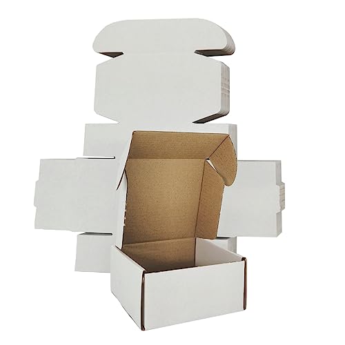 Corrugated Mailer, Pack of 50, Small Shipping Box, White box (5X5X2) - size: 5x5x2"