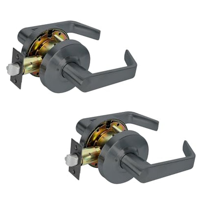 Grade 2 Commercial Heavy Duty Passage Door Lever Lockset, ADA, Matt Black Finish (2 Sets Key Alike) - color: B400 Passage RB KA2
