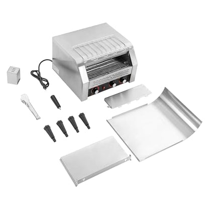 450 Slices/H Commercial Electric Conveyor Toaster w/ 7 Speed Adjustable Countertop Stainless Steel Bread Toaster for Bagel Burgers bun Baked Food Sandwich, 2400W Heavy Duty Restaurant Toaster