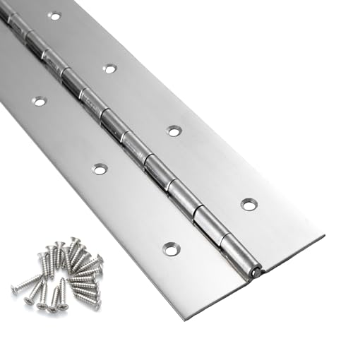 Heavy Duty Piano Hinge 48 Inch x 2 Inch Width, 0.047'' Thick Stainless Steel Continuous & Piano Hinge for Cabinet, Door, Toolbox, Wooden Box, Metal Plate, Furniture, Industrial Project - size: 48 Inch