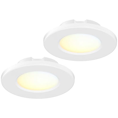 4 Inch LED Mini Surface Mount Light, Recessed Trim, Small Flush Mount Ceiling Light for Hallway, Bathroom, Kitchen, 120V, 60W Replacement, 5CCT Selectable, ETL, Wet Rated, White/2 Packs - color: White, size: 2 Packs