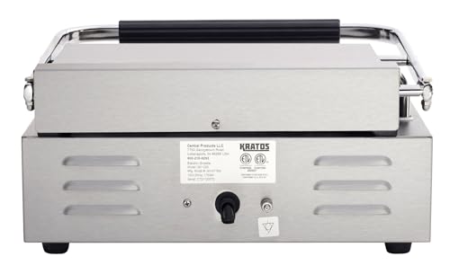 Kratos Commercial Electric Panini Sandwich Grill with Grooved Plates - size: Medium w/ Grooved Plates