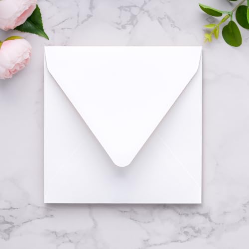 PONATIA 50 PCS/Pack Square Envelopes, Euro Flap White Envelopes - color: White